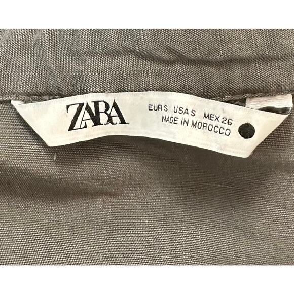 Zara Linen Blend Pocket Shirt Gray Button Collared Long Sleeve Relaxed Size S - Picture 13 of 14